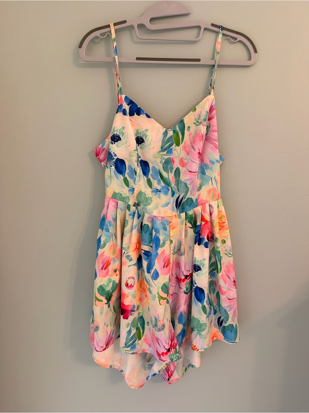 SHEIN Floral Multicolor Spaghetti-Strap Romper